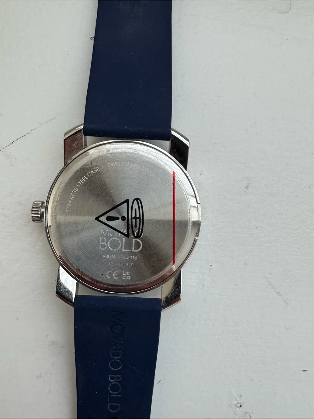Movado BOLD Silver Dial Navy Silicone Watch